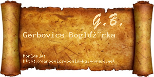 Gerbovics Boglárka névjegykártya